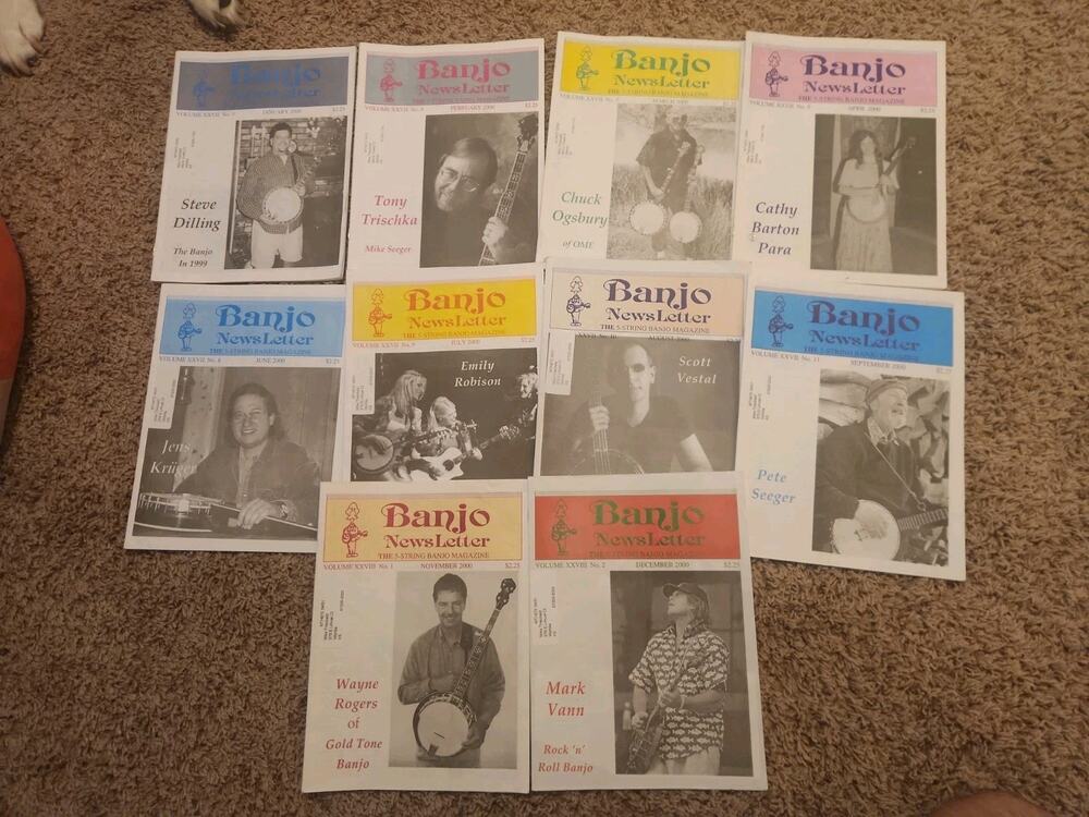 Lot of 10 Banjo Newsletter Magazines Vintage Banjo Publications 2000 Y2k